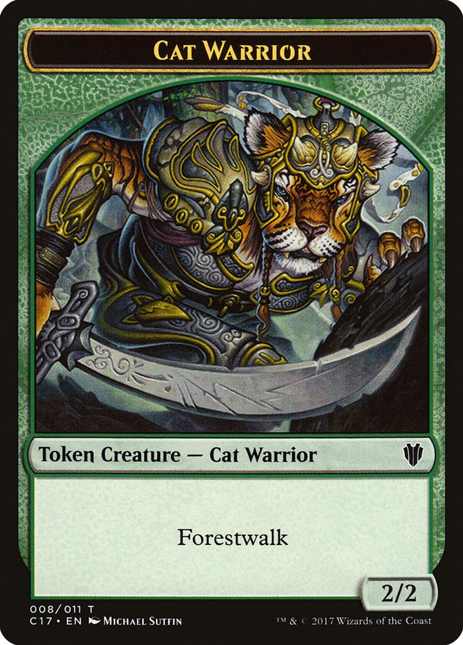 Image of Cat Warrior (008) // Rat (003) Double-Sided Token [Commander 2017 Tokens]
