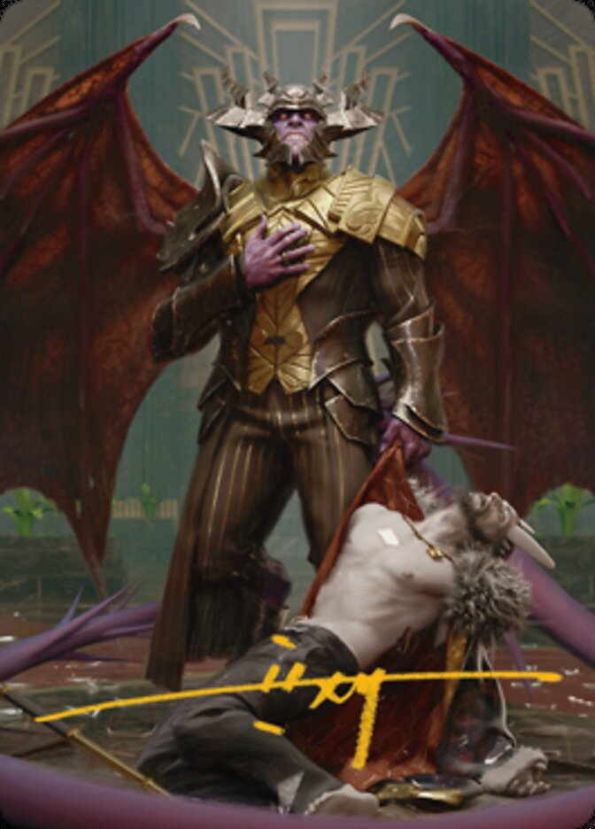 Image of Ob Nixilis, the Adversary 1 Art Card (Gold-Stamped Signature) [Streets of New Capenna Art Series]