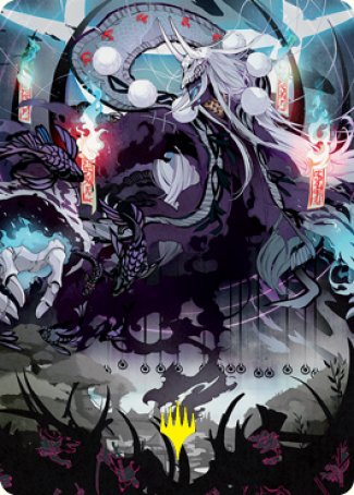 Image of Echo of Death's Wail Art Card (Gold-Stamped Signature) [Kamigawa: Neon Dynasty Art Series]