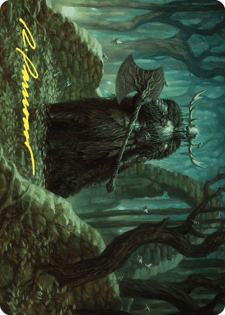 Image of Mosswood Dreadknight Art Card (Gold-Stamped Signature) [Wilds of Eldraine Art Series]