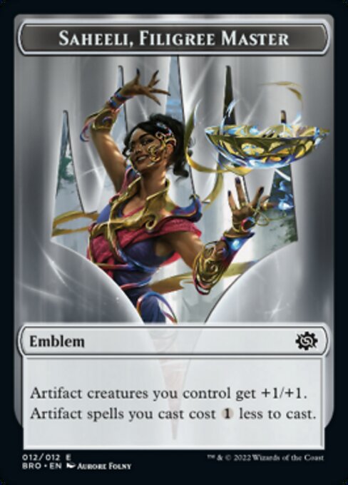 Image of Powerstone // Saheeli, Filigree Master Emblem Double-Sided Token [The Brothers' War Tokens]