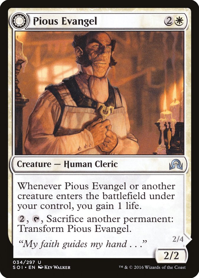 Image of Pious Evangel // Wayward Disciple [Shadows over Innistrad]
