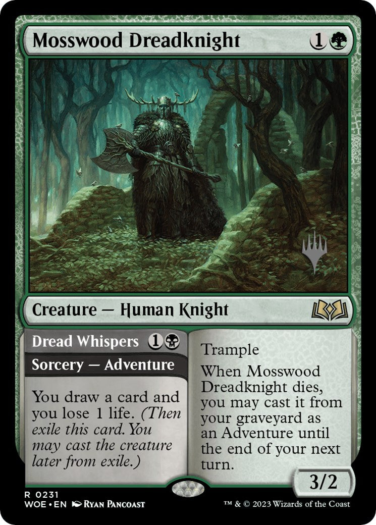 Image of Mosswood Dreadknight // Dread Whispers (Promo Pack) [Wilds of Eldraine Promos]