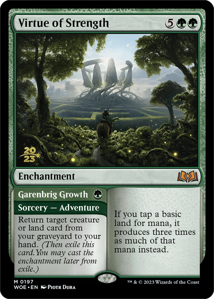Image of Virtue of Strength // Garenbrig Growth [Wilds of Eldraine Prerelease Promos]
