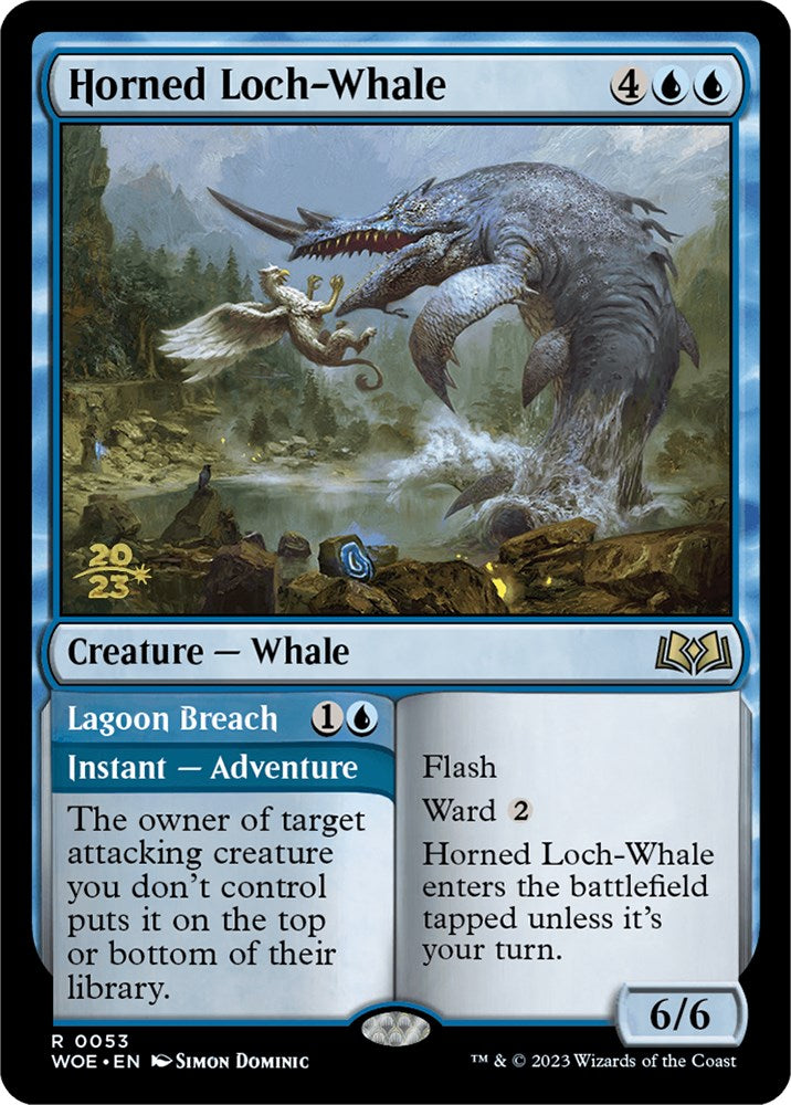 Image of Horned Loch-Whale // Lagoon Breach [Wilds of Eldraine Prerelease Promos]