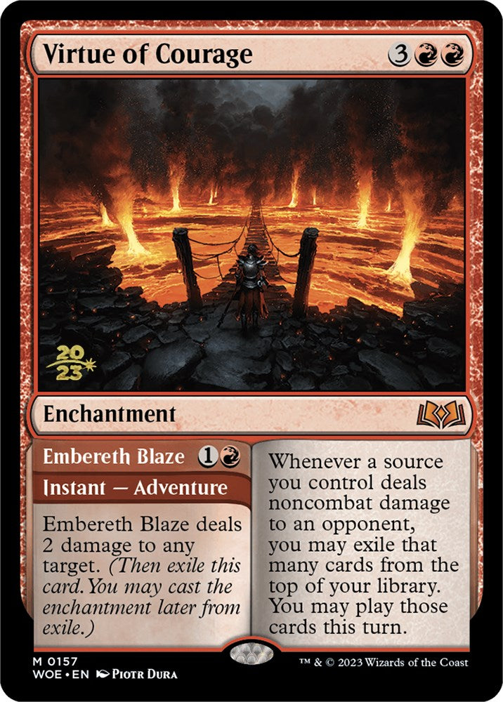Image of Virtue of Courage // Embereth Blaze [Wilds of Eldraine Prerelease Promos]