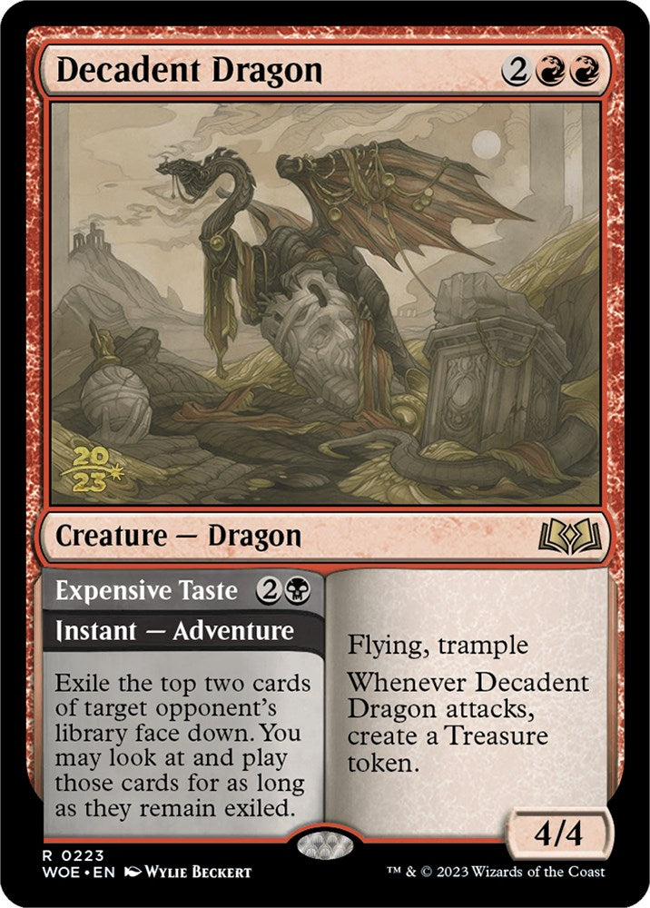 Image of Decadent Dragon // Expensive Taste [Wilds of Eldraine Prerelease Promos]