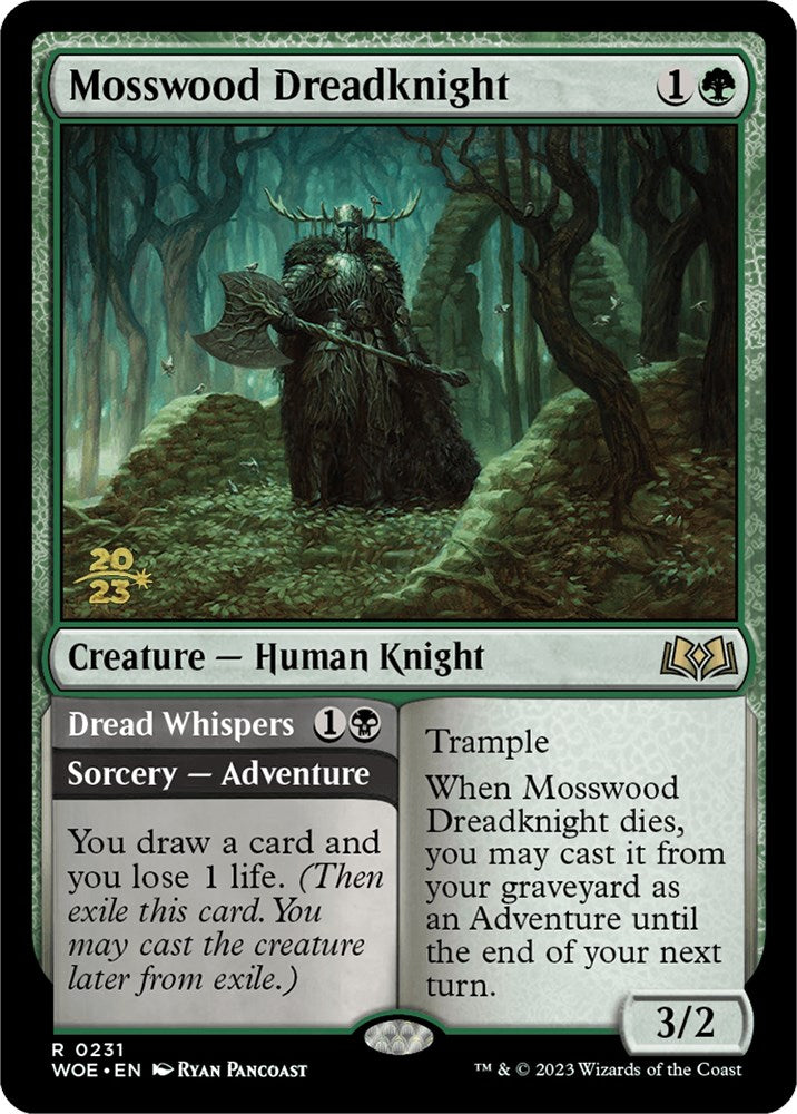 Image of Mosswood Dreadknight // Dread Whispers [Wilds of Eldraine Prerelease Promos]