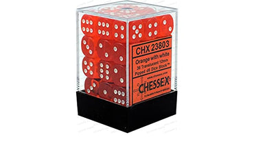 Chessex Translucent - Orange/White - 36D6 Dice