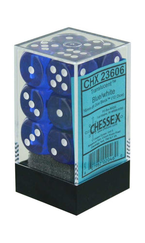 Chessex Translucent - Blue/White - 12D6 Dice