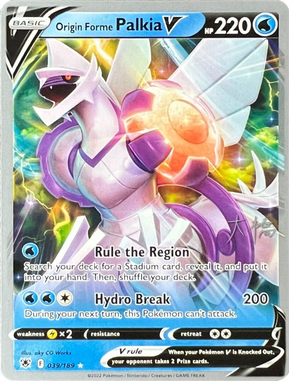 Image of Origin Forme Palkia V (039/189) (Ice Rider Palkia - Rikuto Ohashi) [World Championships 2022]