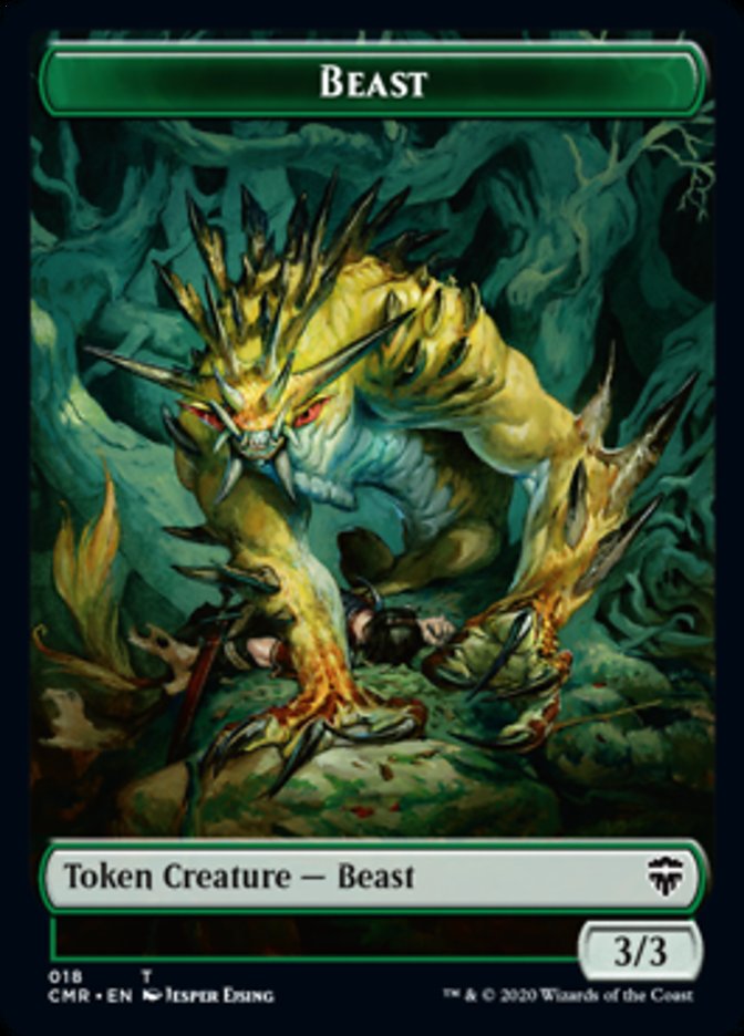 Image of Beast (18) // Beast (19) Double-Sided Token [Commander Legends Tokens]