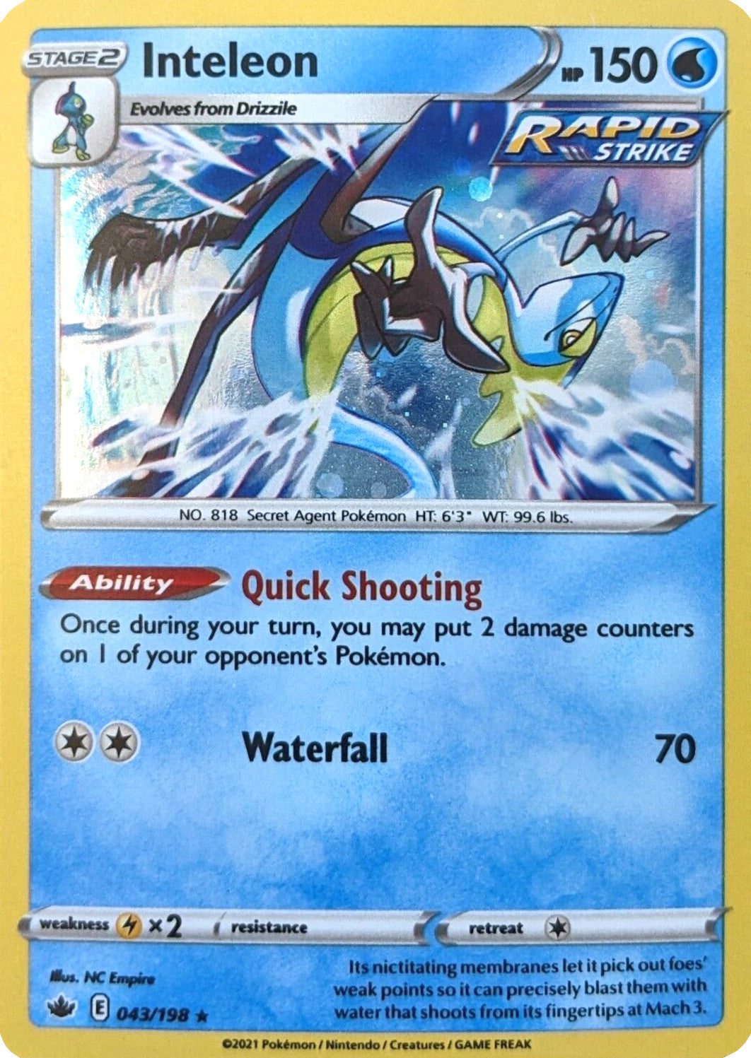 Image of Inteleon (043/198) (Cosmos Holo) [Sword & Shield: Chilling Reign]