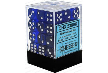 Chessex Translucent - Blue/White - 36D6 Dice