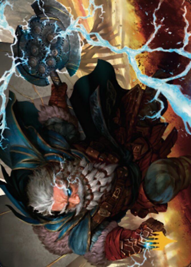 Image of Electrostatic Infantry Art Card (Gold-Stamped Signature) [Dominaria United Art Series]