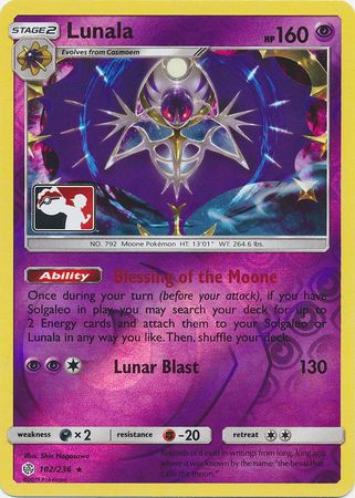 Image of Lunala (102/236) (Pokemon Club Special Print) [Sun & Moon: Cosmic Eclipse]
