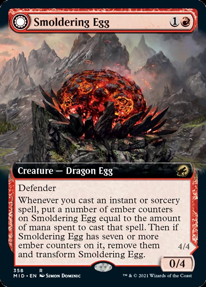 Image of Smoldering Egg // Ashmouth Dragon (Extended Art) [Innistrad: Midnight Hunt]