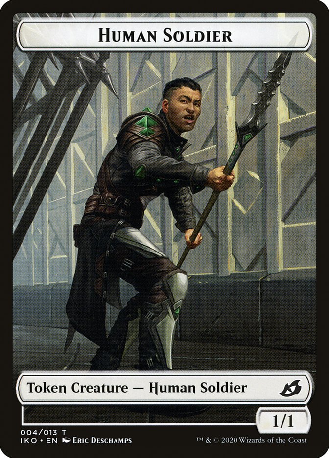 Image of Dinosaur Beast // Human Soldier (004) Double-Sided Token [Ikoria: Lair of Behemoths Tokens]