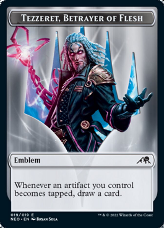 Image of Spirit (002) // Tezzeret, Betrayer of Flesh Emblem Double-Sided Token [Kamigawa: Neon Dynasty Tokens]