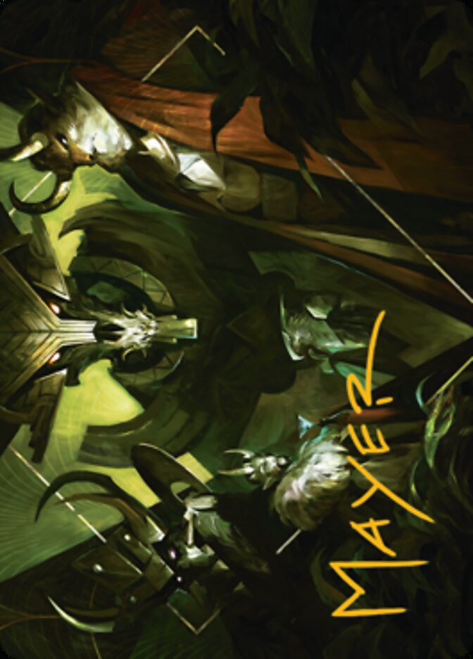 Image of Meeting of the Five Art Card (Gold-Stamped Signature) [Streets of New Capenna Art Series]