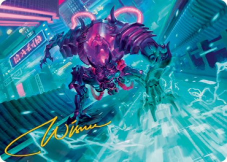 Image of Surgehacker Mech Art Card (Gold-Stamped Signature) [Kamigawa: Neon Dynasty Art Series]