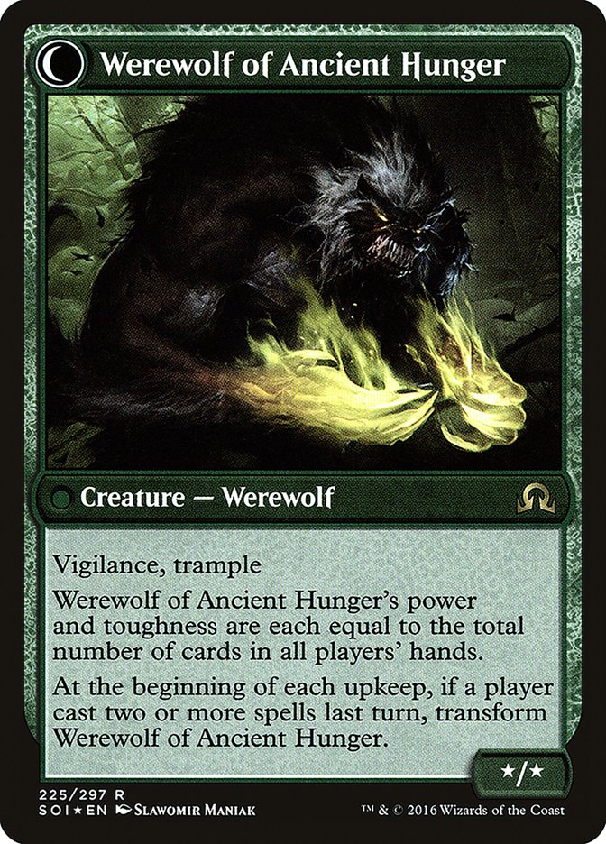Image of Sage of Ancient Lore // Werewolf of Ancient Hunger [Shadows over Innistrad Prerelease Promos]