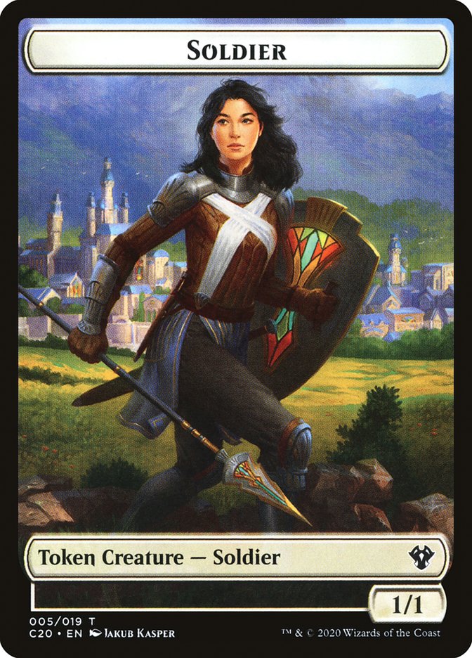 Image of Human Soldier (005) // Drake Double-Sided Token [Commander 2020 Tokens]