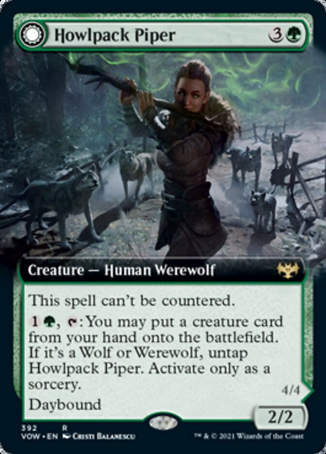 Image of Howlpack Piper // Wildsong Howler (Extended Art) [Innistrad: Crimson Vow]