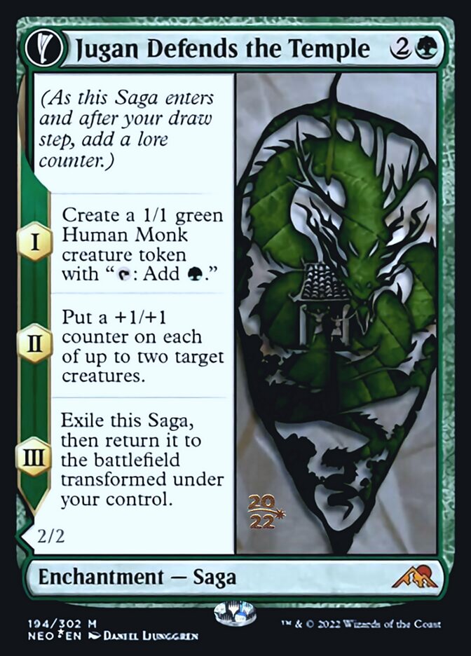 Image of Jugan Defends the Temple // Remnant of the Rising Star [Kamigawa: Neon Dynasty Prerelease Promos]
