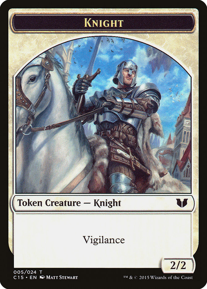 Image of Gold // Knight (005) Double-Sided Token [Commander 2015 Tokens]