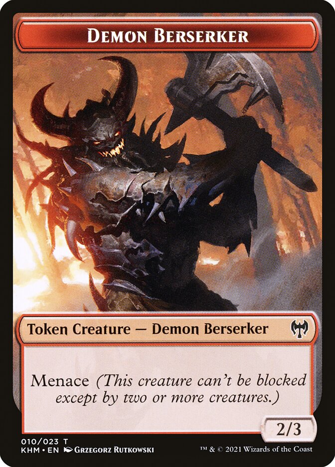 Image of Human Warrior // Demon Berserker Double-Sided Token [Kaldheim Tokens]