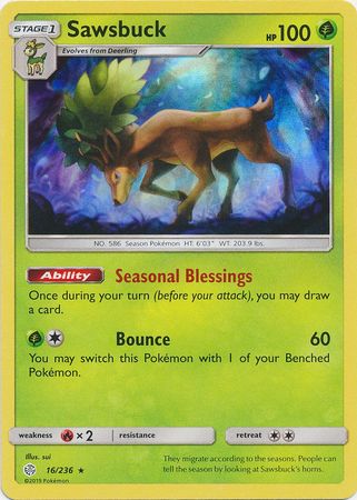 Image of Sawsbuck (16/236) (Build & Battle Box Exclusive) [Sun & Moon: Cosmic Eclipse]