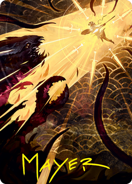 Image of Defiant Strike Art Card (Gold-Stamped Signature) [Strixhaven: School of Mages Art Series]