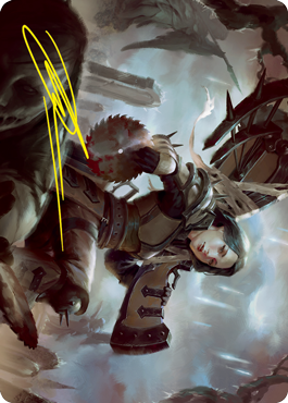 Image of Sawblade Slinger Art Card (Gold-Stamped Signature) [Innistrad: Crimson Vow Art Series]