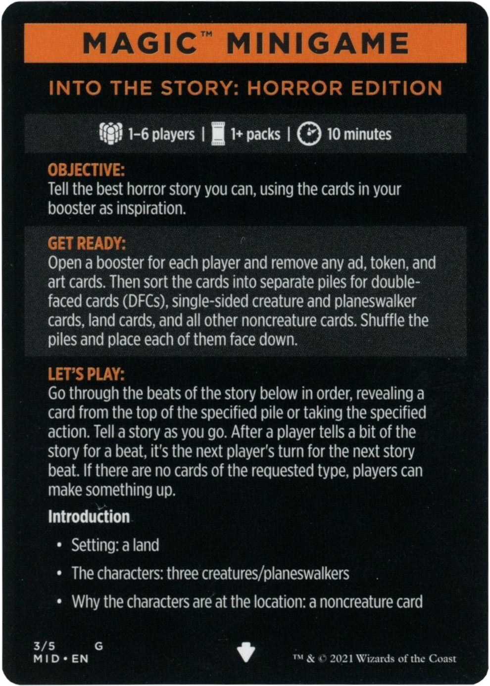 Image of Into the Story: Horror Edition (Magic Minigame) [Innistrad: Midnight Hunt Minigame]