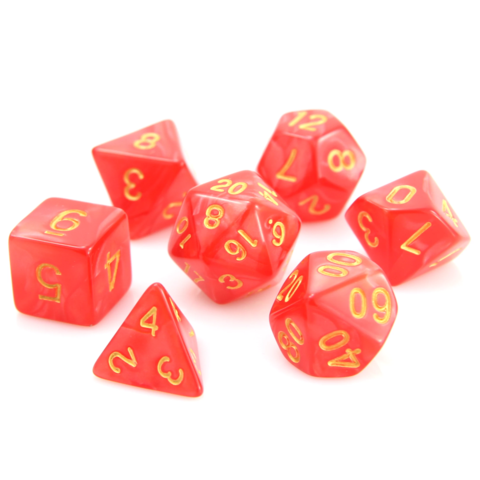 Image of Die Hard Dice - Red Swirl w/Gold - Red/Gold - 7 Piece RPG Set