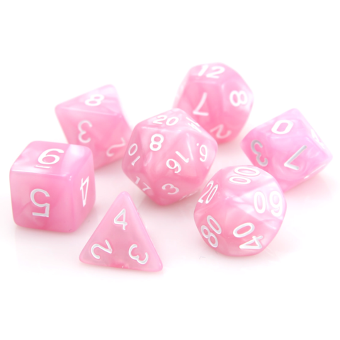 Image of Die Hard Dice - Pink Swirl w/White - Pink/White  - 7 Piece RPG Set