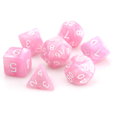 Die Hard Dice - Pink Swirl w/White - Pink/White  - 7 Piece RPG Set