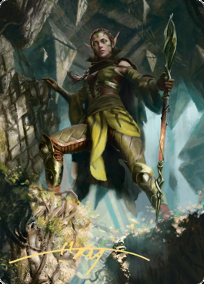 Image of Nissa of Shadowed Boughs 1 Art Card (Gold-Stamped Signature) [Zendikar Rising Art Series]