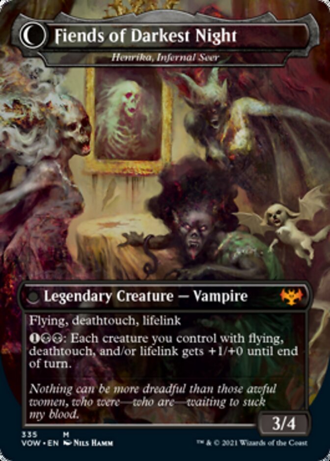 Image of Henrika Domnathi // Henrika, Infernal Seer - The Three Weird Sisters // Fiends of Darkest Night [Innistrad: Crimson Vow]