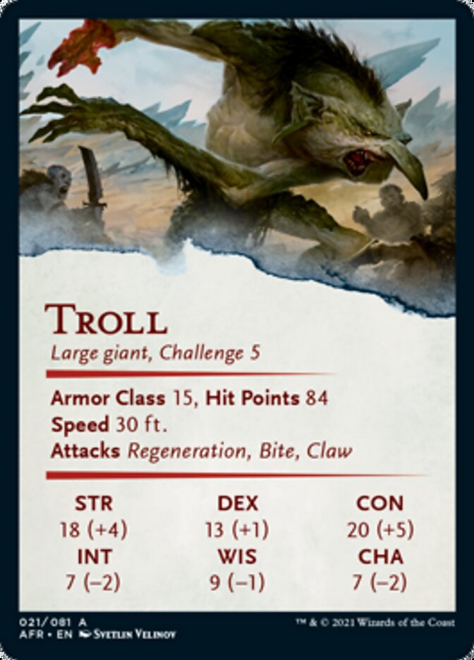 Image of Troll Art Card (Gold-Stamped Signature) [Dungeons & Dragons: Adventures in the Forgotten Realms Art Series]