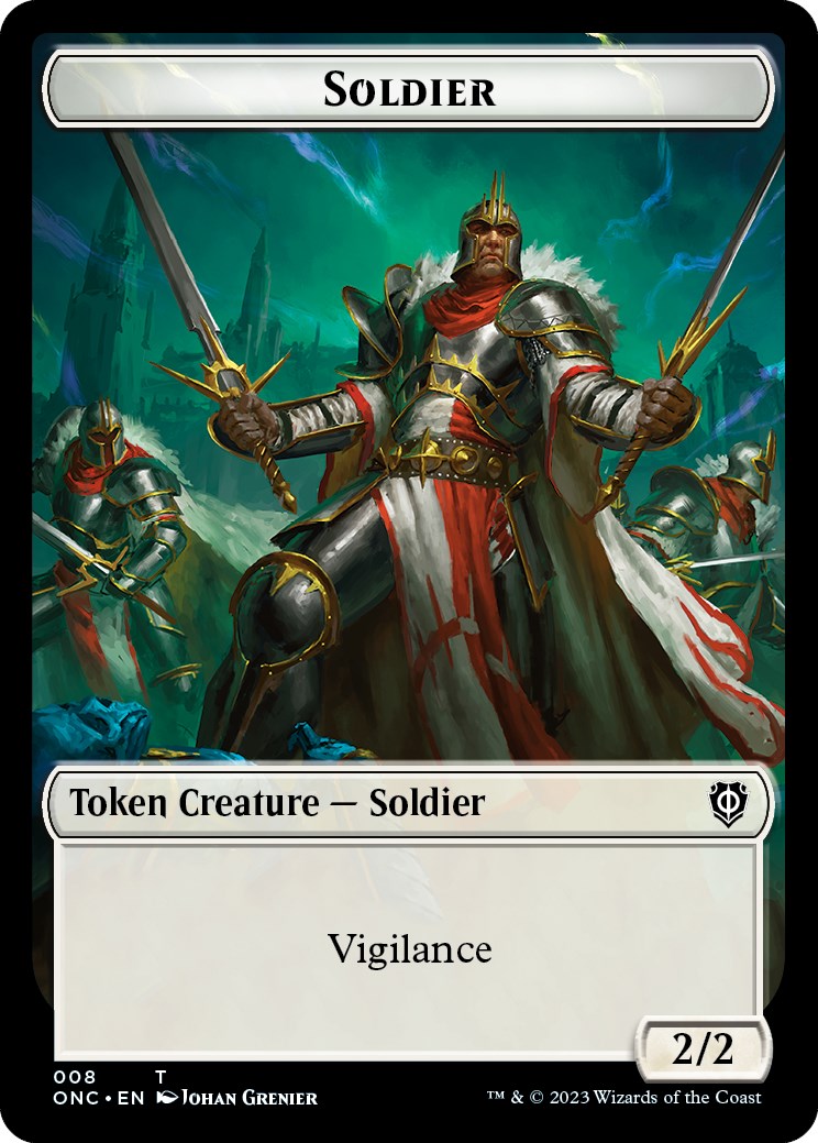Image of Soldier (008) // Angel Double-Sided Token [Phyrexia: All Will Be One Commander Tokens]