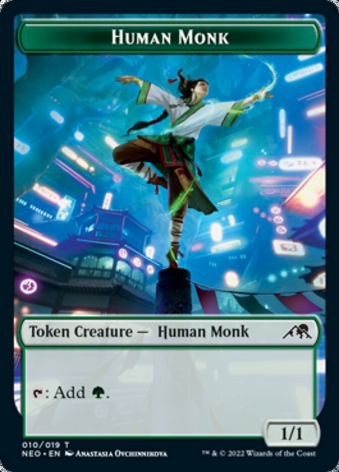 Image of Spirit (002) // Human Monk Double-Sided Token [Kamigawa: Neon Dynasty Tokens]