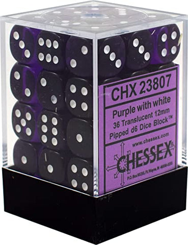 Chessex - Translucent - Purple/white - 36 D6 Dice Block