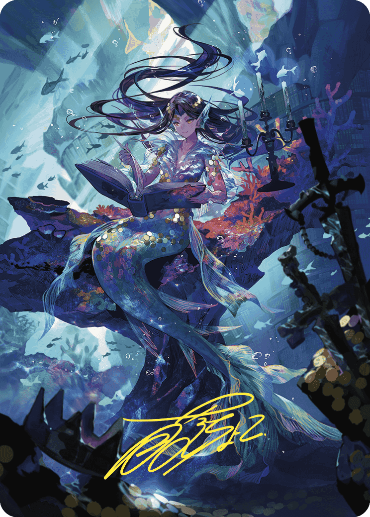 Image of Rhystic Study Art Card (Gold-Stamped Signature) [Wilds of Eldraine Art Series]