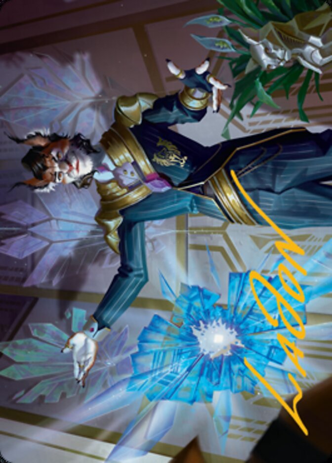 Image of Kros, Defense Contractor Art Card (Gold-Stamped Signature) [Streets of New Capenna Art Series]