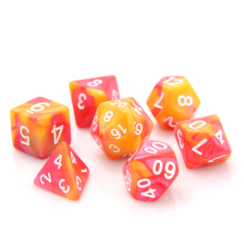 Die Hard Dice - Fae Fire - Pink/Orange  - 7 Piece RPG Set