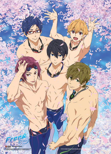 FREE! - GROUP IN POOL WITH SAKURA WALLSCROLL