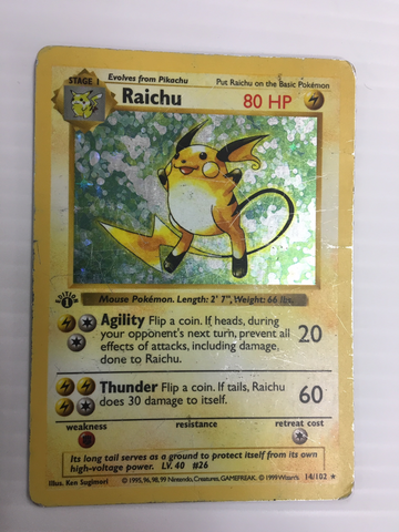 Raichu 14/102 Base Set 1st Edition