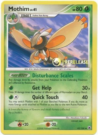 Image of Mothim (42/100) (Prerelease Promo) [Diamond & Pearl: Black Star Promos]